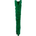 thumbnail image 2 of BLISSFUL STEP Platform Round Toe Zipper Slouch Chunky Heel Over the Knee Boots Green 9.5, 2 of 7