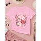 thumbnail image 1 of Camiseta con estampado de ajolote para niña: transpirable, cómoda, de manga corta y cuello redondo para primavera, verano y otoño., 1 of 5
