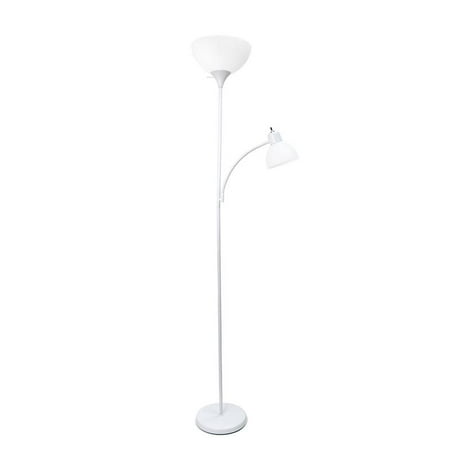 Simple Designs Floor Lamp with Reading Light, White
