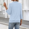 thumbnail image 7 of Womens 3/4 Sleeve Polo Shirts Collared V Neck Business Blouses Banded Bottom Casual Tops Sky Blue L, 7 of 7