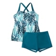 thumbnail image 4 of Women Plus Size Tankini Sets, V-Neck Sleeveless Printed 2 Piece Swimwear, Tummy Control Bathing Suits with Removable Pads for Summer Beach, 4 of 6