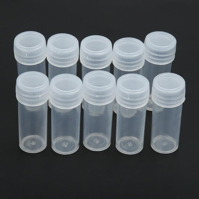 150 Uds. Botella de muestra de plástico de 5g de volumen, contenedor de almacenamiento de frasco pequeño de 5ML