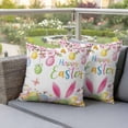 thumbnail image 4 of Happy Easter Pillow Covers 2 Pack Colored Eggs Cute Rabbit Bunny Spring Flowers Pillowcase Waterproof Outdoor Throw Pillow Cover for Patio Garden Square Cushion 20”x20”, 4 of 9