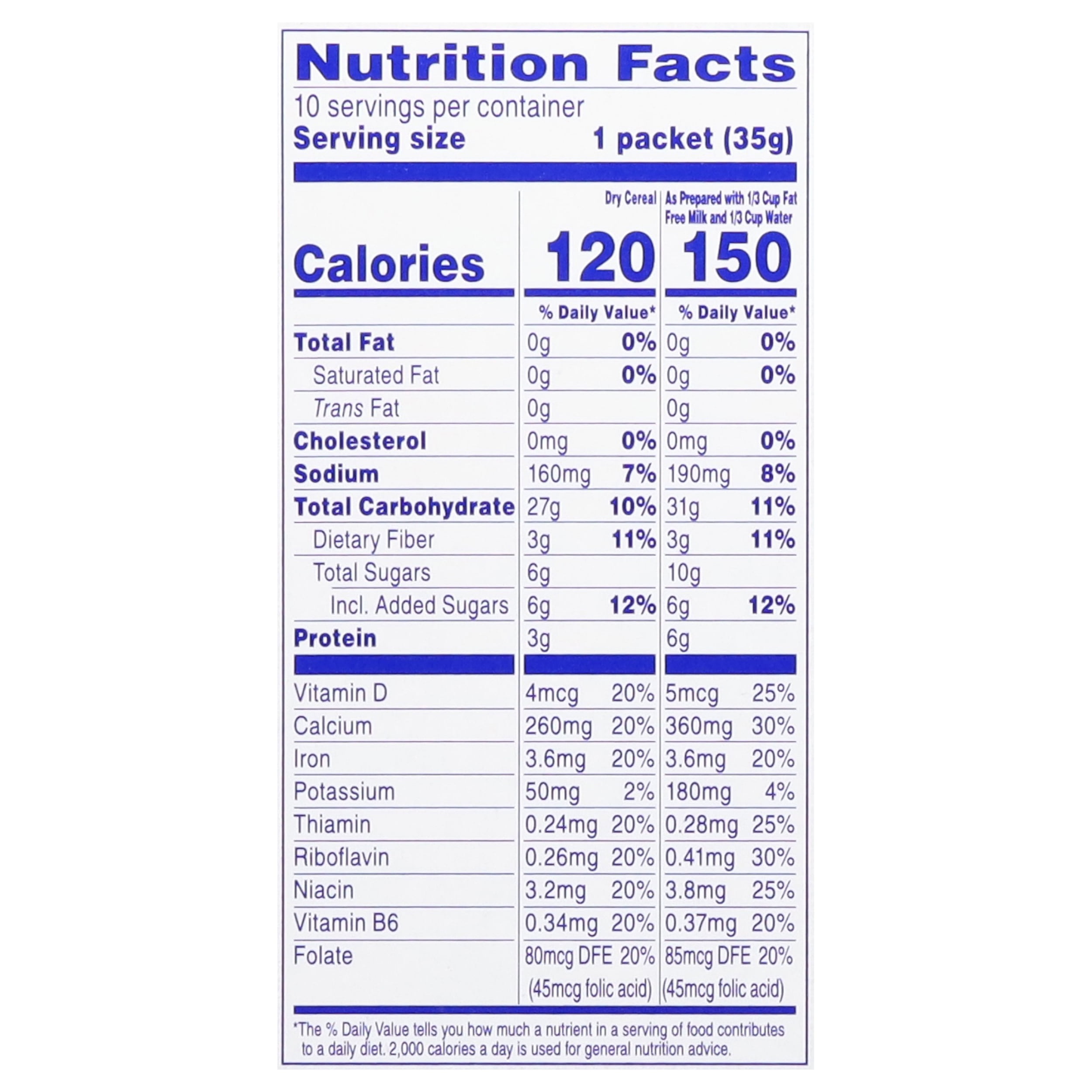 (2 pack) Cream of Wheat, Instant Hot Cereal, Cocoa Flavor, 10-1.23 oz Packets Shelf Stable Cardboard Box