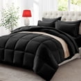 thumbnail image 1 of Juego de edredón Zzlpp, tamaño king, 7 piezas, cama negra en una bolsa, 1 of 7