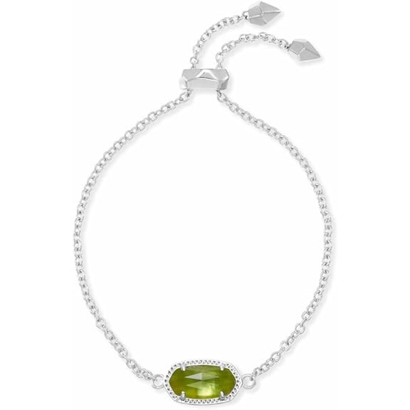 Kendra Scott Elaina Silver Adjustable Chain Bracelet in Peridot Illusion