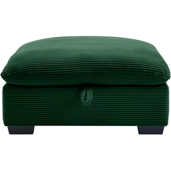 36.6“ Corduroy Oversized Storage Ottoman Soft Footrest for Modular Sofas, Modern Ottoman Footstool Settee for Living Room, Bedroom and Office (Ottoman Green)
