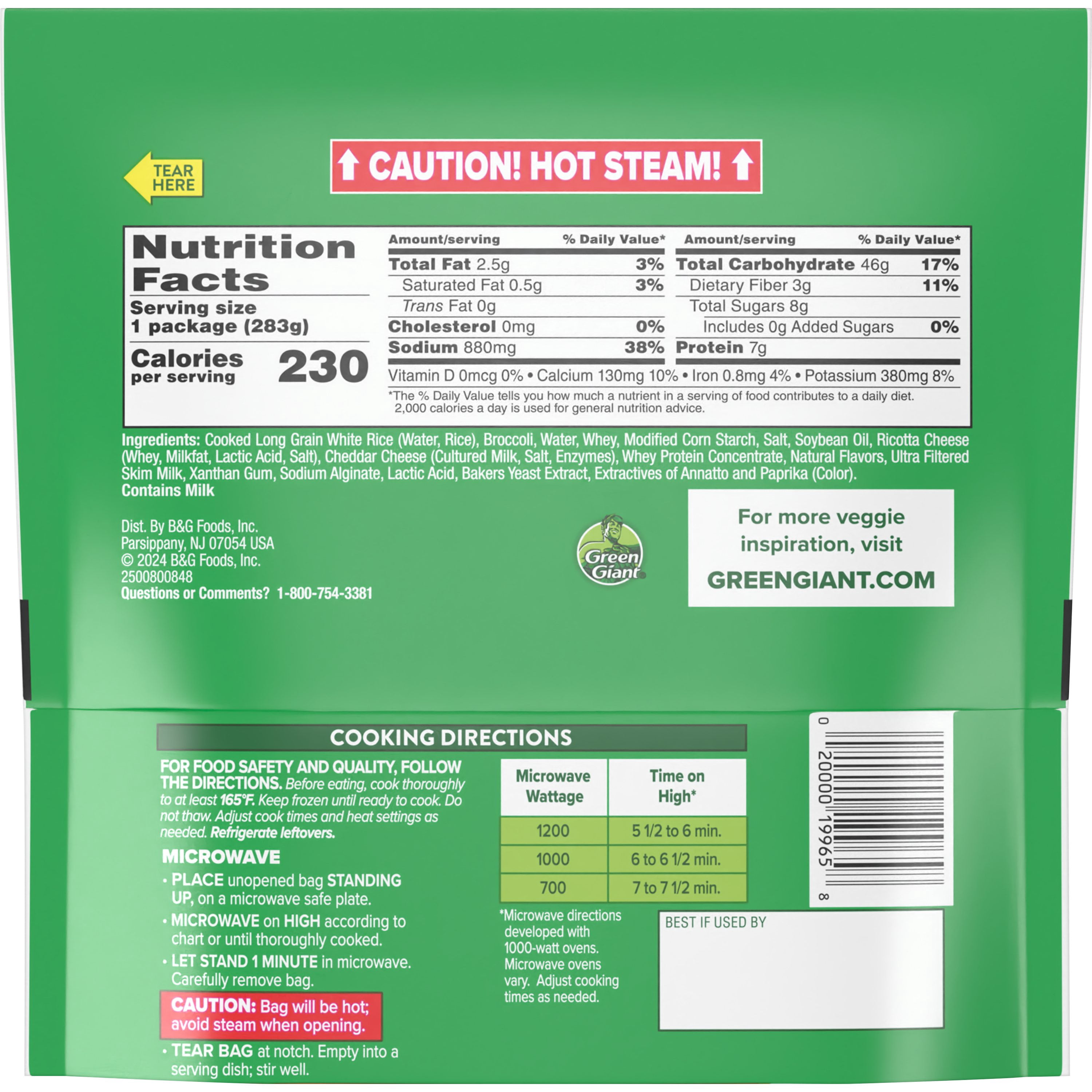 Green Giant Simply Steam Cheesy Rice & Broccoli, 10 oz Bag (Frozen Vegetables)