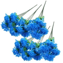 PAMINGONO 6Pack Grave Memorial Bouquet Blue Silk Flower Plastic for Cemetery Decorations Realistic Tribute