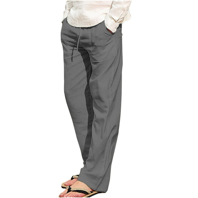 Dagugfen Pants for Men Straight Leg Elastic Waist Drawstring Loose Comfy Casual Workout Running Pants