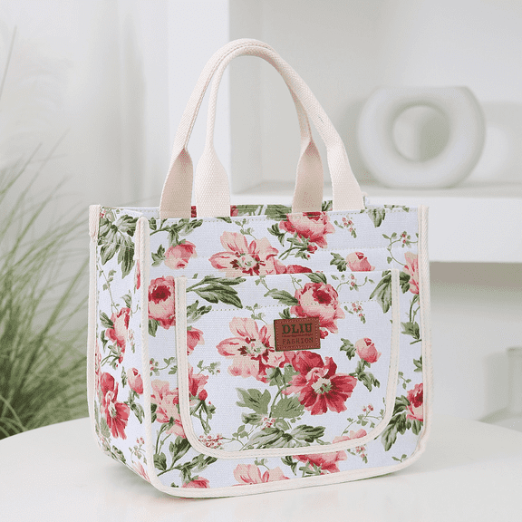 DLIU Women's Thick Fabric Flower Handbag, Tote Bag, Daily Storage Bag