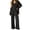 #01 Black 【Mix & Rotate: Stock Up On All-Season Soft Loungewear】, variant on Women's Three Piece Pajama Loungewear Sets, Spaghetti Strap Camisole, Open Front Robe & Elastic Waist Long Pants, Elegant Solid All Season Wearable Indoor Relaxation | TruHer,Black L