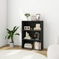 thumbnail image 4 of 3 Tier Engineered Wood Modern Bookshelf, Wide Bookshelf with Three Wooden Shelves, Storage Book Shelves for Bedroom, Living Room, Charcoal Grey, 4 of 15