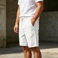 thumbnail image 4 of Men's Cotton Linen Casual Shorts Straight Leg 5-Inch Inseam Summer Beach Shorts with Pockets, 4 of 5