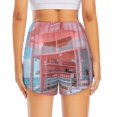 thumbnail image 4 of Goofa Pastel Pink Beach Cafe Printed Women 2 in 1 Running Shorts,Quick Dry Athletic Workout Shorts,High Waisted Athletic Shorts with Liner Pockets-Large, 4 of 9