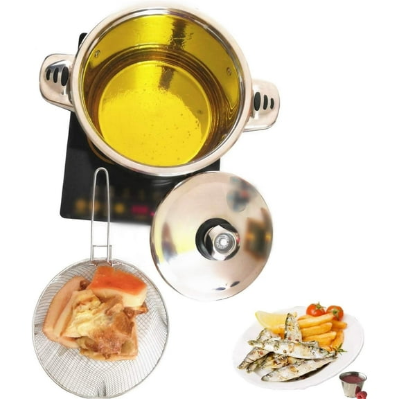 i Kito 6qt Deep Fryer Pot with Basket & Lid, Pasta Soup Pot 6 Quart Stockpot Stainless
