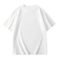 thumbnail image 4 of Girls Shirts Size 9-10 Short Sleeve Casual Round Neck Fashion Cute Print T-Shirt Soft and Comfortable Oversized Pullovers(Solid, A01-White, 9-10 Years), 4 of 6