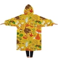 thumbnail image 2 of Oversized Wearable Blanket Hoodie,Cute Hedgehogs Animals Pattern Sherpa Blanket Hoodie with Super Pockets,Super Warm Fuzzy Pullover for Women & Men, 2 of 6