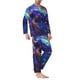 thumbnail image 2 of Balery Starry Sky Turtle Pijama para Hombre de Dos Piezas con Manga Larga, Conjunto de Dormir y Descanso Suave con Bolsillos-Medium, 2 of 7