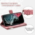 thumbnail image 3 of Jiahe Cover for Samsung Galaxy S23 Plus, Wallet Case with Card Holder and Crossbody Lanyard, Flip Leather Flower Pattern Magnetic Closure Zipper Pocket Case Kickstand Shockproof Cover, pink, 3 of 5