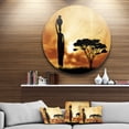 thumbnail image 2 of Designart African Woman and Lonely Tree'African Landscape Metal Circle Wall Art, 2 of 5