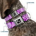 thumbnail image 2 of Buckle-Down Pet Collar, Dog Collar Metal Seatbelt Buckle, Bandana Skulls Purple White, 11 to 16.5 Inches 1.0 Inch Wide, 2 of 7
