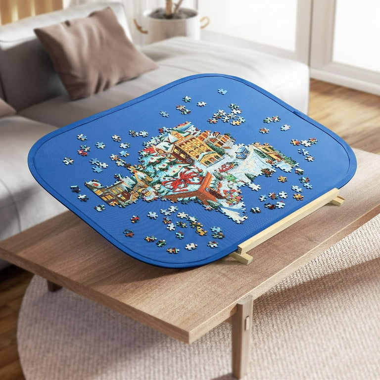 HXMARS Foldable Jigsaw Puzzle Board: Large Portable 1000 Pieces Puzzle Mat,  Non-Printing Surface for Puzzle Storage Saver to 500 & 1000 Pieces with  Storage Bag(Blue) 
