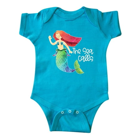

Inktastic The Sea Calls Mermaid with Red Hair Gift Baby Boy or Baby Girl Bodysuit
