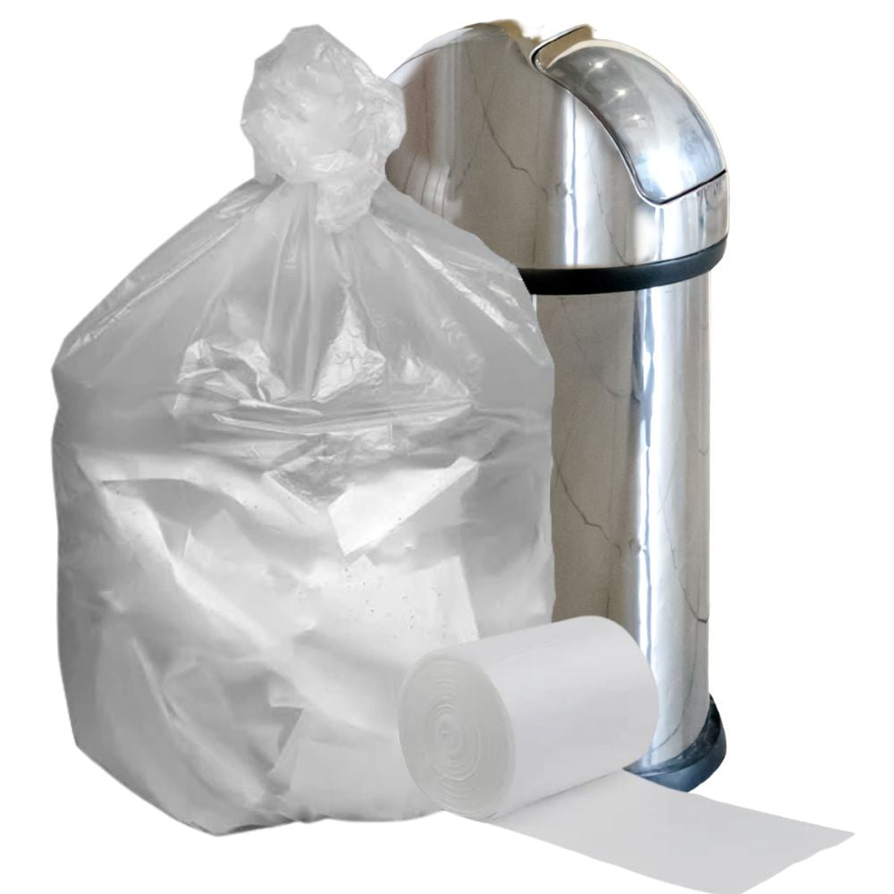 4 Gallon Clear Trash Bags 150 Pack Small Can Liners 17" X 18" 6 Mic High Density 