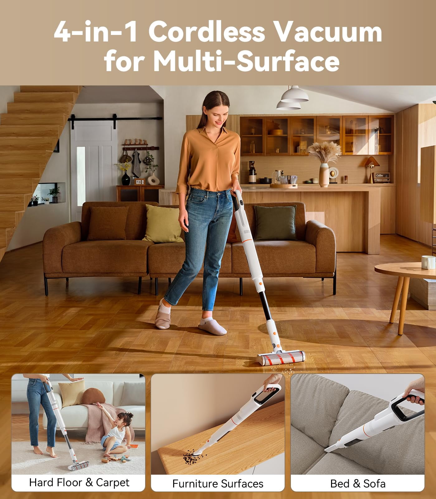 JONR ED20 Pro 4-in-1 Cordless Wet Dry Vacuum Cleaner, 17000 Pa Vacuum Suction Power, Self-Cleaning and Automatic Drying with One Click