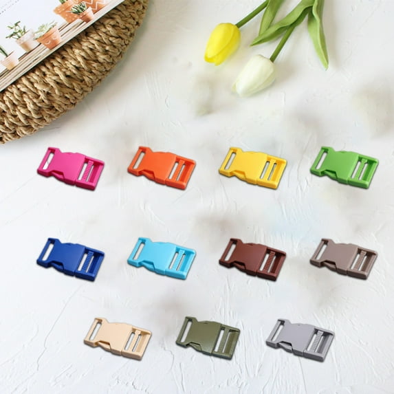 Windfall 10Pcs Clips Buckles Simple Thicker Convenient Colorful Plastic Buckles, DIY Craft Webbing Contoured Side Quick Release Buckle for Bracelets Backpack Tactical Bag Lanyards and Gear