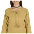 thumbnail image 5 of Moomaya Solid Long Kurti For Women Cotton Tunic 3/4 Sleeve Ethnic Formal Kurta w/ Pockets, 5 of 5