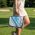 thumbnail image 4 of Xixirimido Portable Golf Cart Seat Cover with 4 Pocket Quilted Golf Cart Seat Blanket with Handle Foldable Club Car Seats Towel Fits 2-Person Golf Carts, Blue Butterfly Rose Marble, 4 of 8