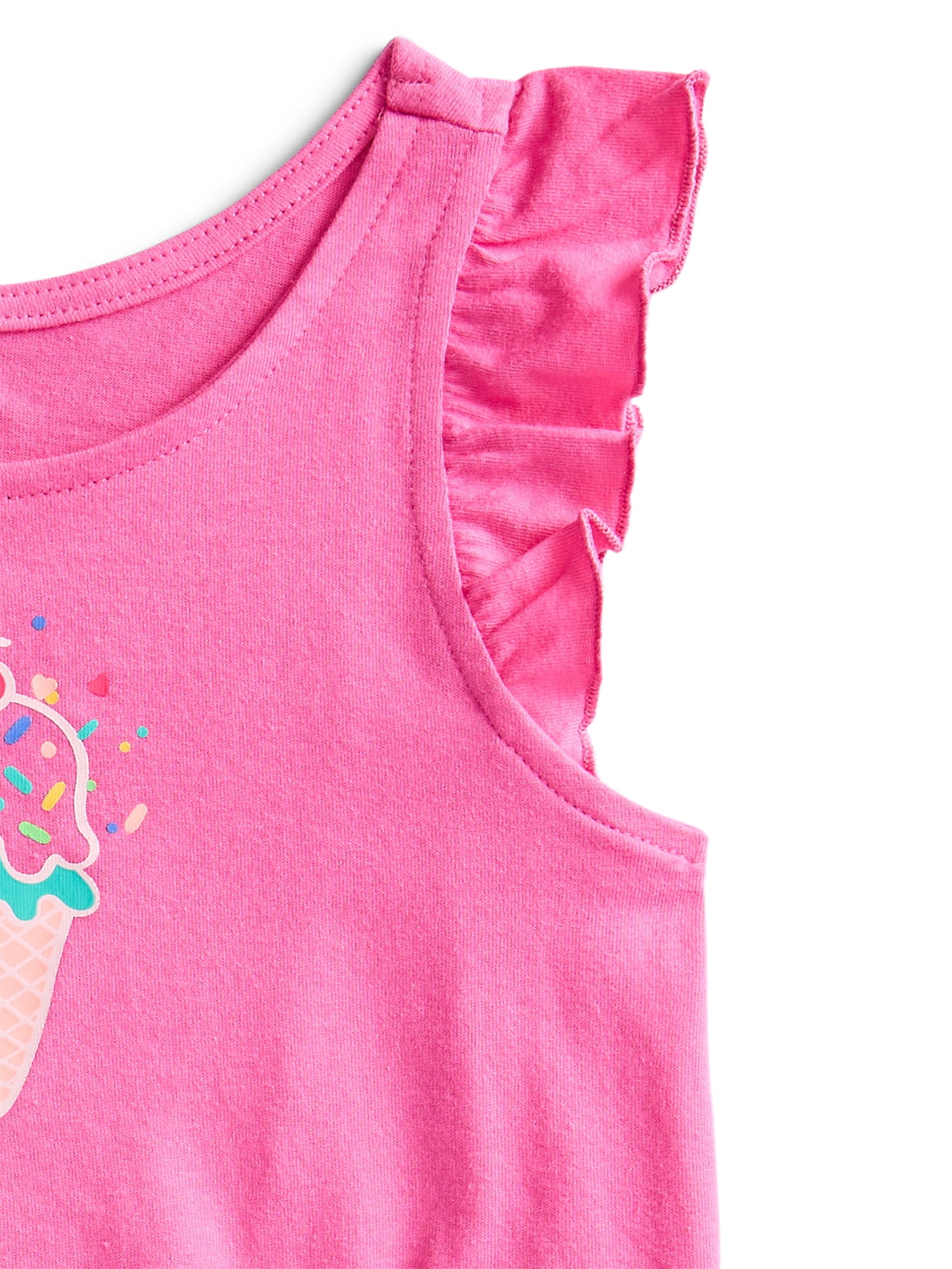 Wonder Nation Toddler Girls Graphic Tank Top with Ruffle Sleeves, Sizes 18M–5T