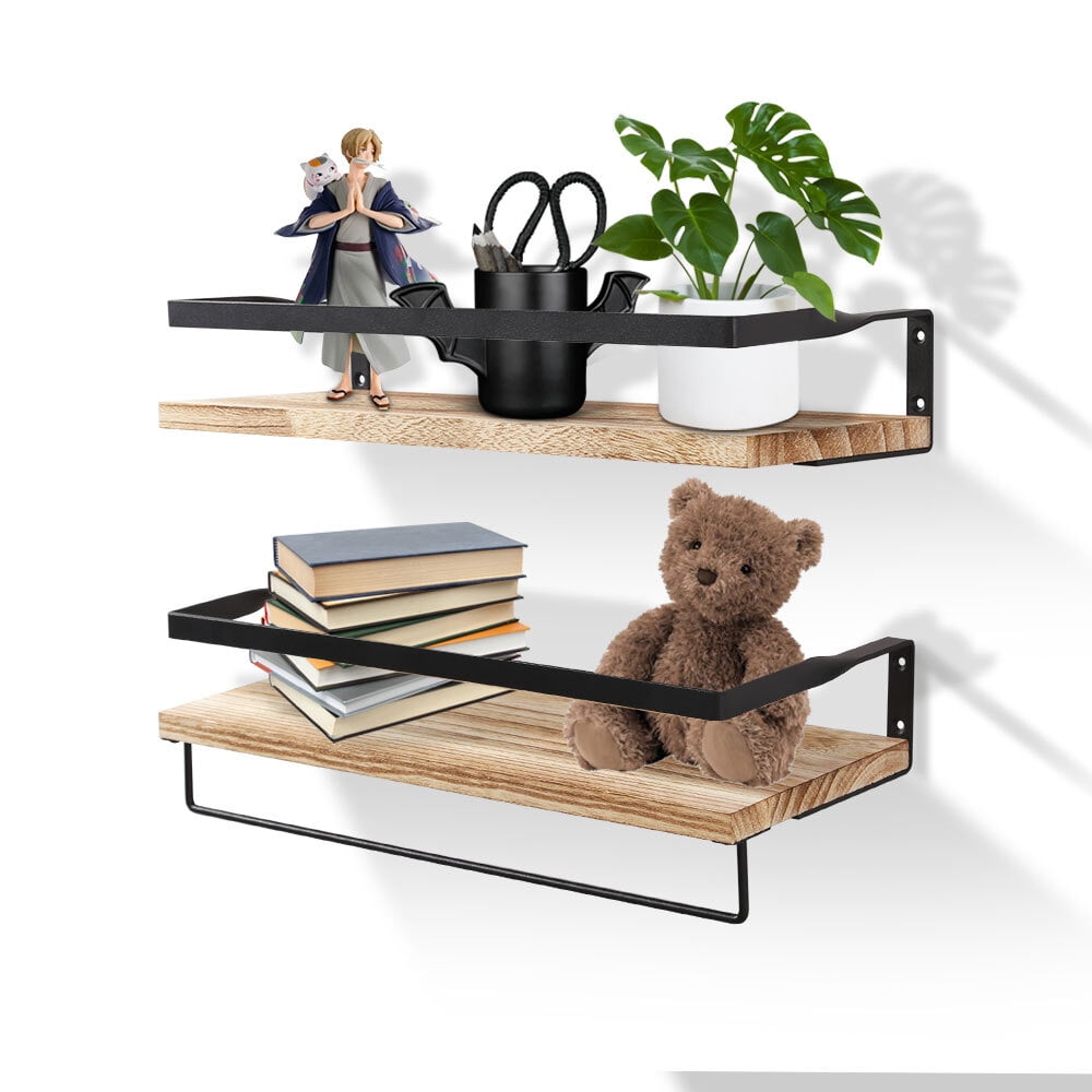 Uten Floating Shelves, Floating Shelf Decor Rustic Wall Shelving, Light Brown, Set of 2