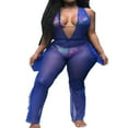 thumbnail image 1 of Haut à Capuche Transparent en Maille Transparente pour Femmes avec Bandage et Leggings à Volants, 1 of 4