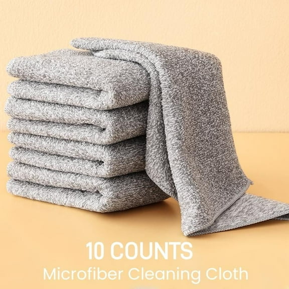 10 Counts Microfiber Cleaning Cloth Multifunction Thick Bamboo Charcoal Fiber Cleaning Cloth Ultra Soft Absorbent Lint Free Streak Free Reusable Cleaning Towels