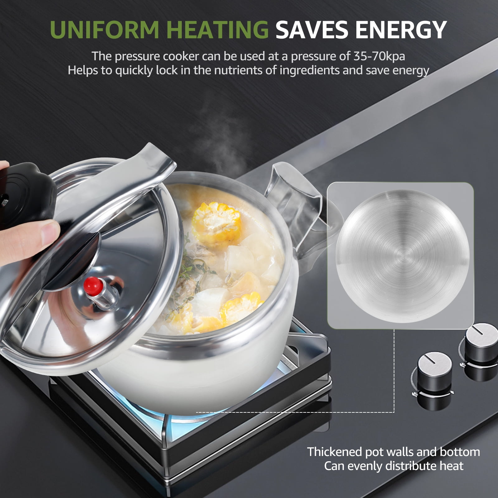 3L small pressure cooker & olla de presión pequeña & pressure cooker stainless steel & Super safety lock Explosion-proof,Suitable for All Hob Types,instant fast ollas de presión para cocinar