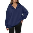 thumbnail image 5 of Womens Oversized Hoodies V Neck Sweatshirts Long Sleeve Pullover Loose Clothes 2025 Fall Trendy Tops Navy 2XL, 5 of 7