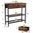 thumbnail image 4 of Mesa de entrada con 2 cajones Estantería metálica para entrada Mesa auxiliar de madera Estantería abierta Mesa de café Mueble esquinero 2 estantes de malla metálica Mesa consola para entrada, 4 of 10