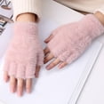 thumbnail image 3 of Sunjoy Tech 1 Pair Half Finger Gloves Solid Color Super Soft Windproof Friendly to Skin Wear Resistant Keep Warm Washable Women Fluffy Gloves Stretchy Hand Warmer for Lady, 3 of 5