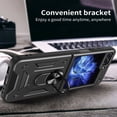 thumbnail image 3 of ELEHOLD for Samsung Galaxy Z Flip7 Case, Military Grade 360-degree Ring Kickstand Lens Cover Shockproof Heavy Duty Protective Case for Samsung Galaxy Z Flip7,Red, 3 of 6