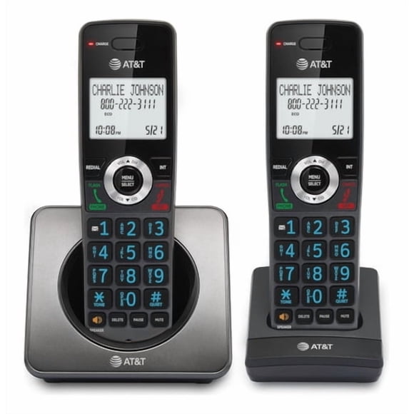2 Telefonos Inalambricos At&t Gl2101-2 Bloqueo Y Color Negro