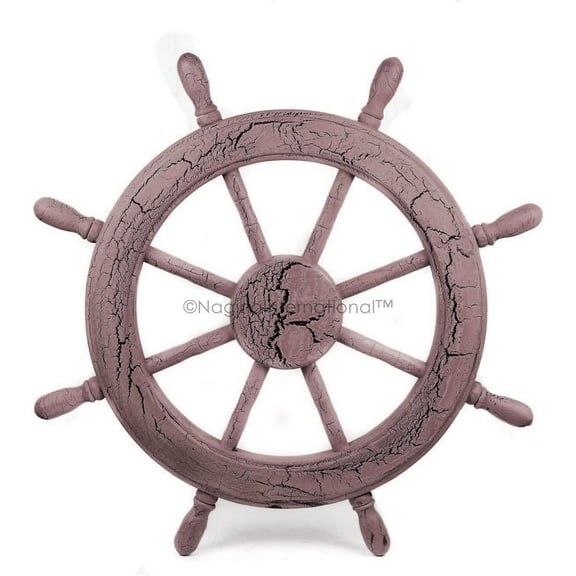 Nagina International Crispy Cracklings Antique Beautiful Vintage Nautical Maritime Genuine Wood Hand Crafted Pirate's Wall Ship Wheel | Home Decor Gifts (30 Inches, Vintage Brown)
