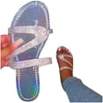 thumbnail image 4 of Holiday Gift Finder ABPWLY Large Size Rhinestone Z Shape Summer Flat Casual Open Toe Roman Women Slippers, 4 of 5