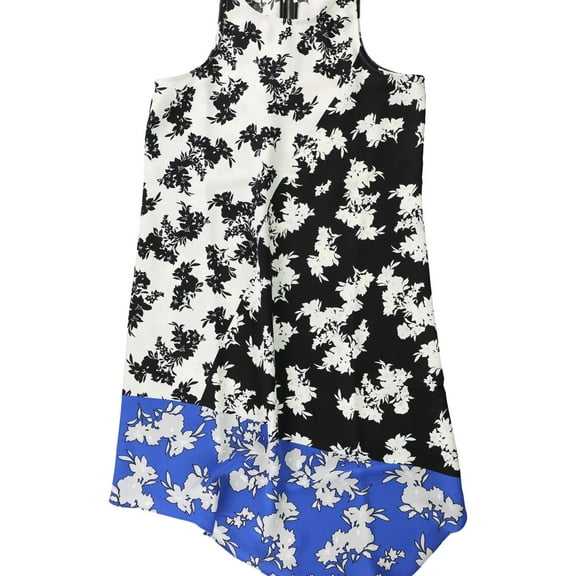 Alfani Womens Colorblocked Asymmetrical Dress, Multicoloured, Petite, 2P