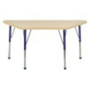 ECR4Kids 24in x 48in Trapezoid Everyday T-Mold Adjustable Activity Table Maple/Maple/Navy - Standard Ball