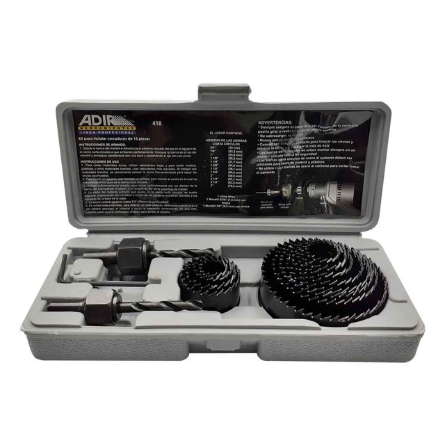 Kit para Instalar Cerraduras Adir 15 Piezas con Estuche