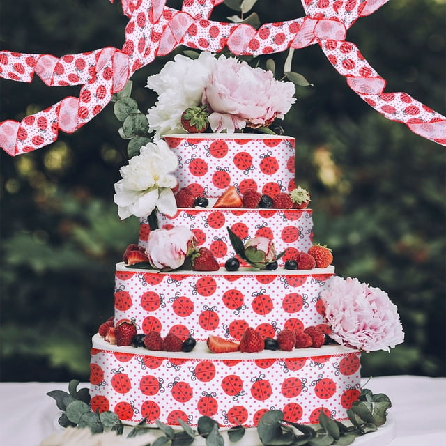 Vaidha Red And Black Polka Ribbon Spring And Summer Ladybugs Gift Packaging Tape 197inch