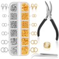 thumbnail image 1 of Kit de anillas abiertas para joyería Anezus, 1200 piezas, plata y dorado, 1 of 7